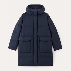 Everlane Down Long Puffer Parka Renew winter coat Navy EUC